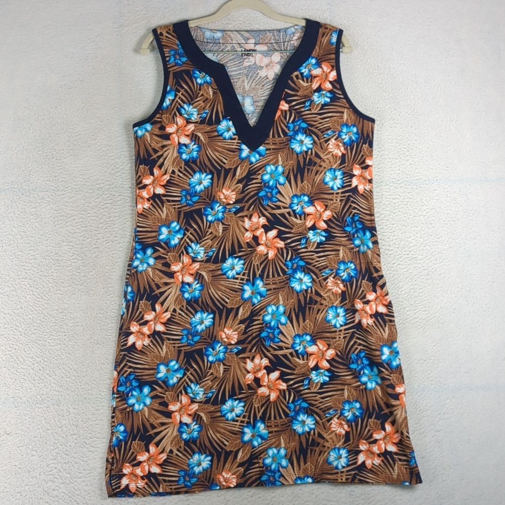Land's End Women's Tropical Floral Sleeveless Beach Mini Dress Size M